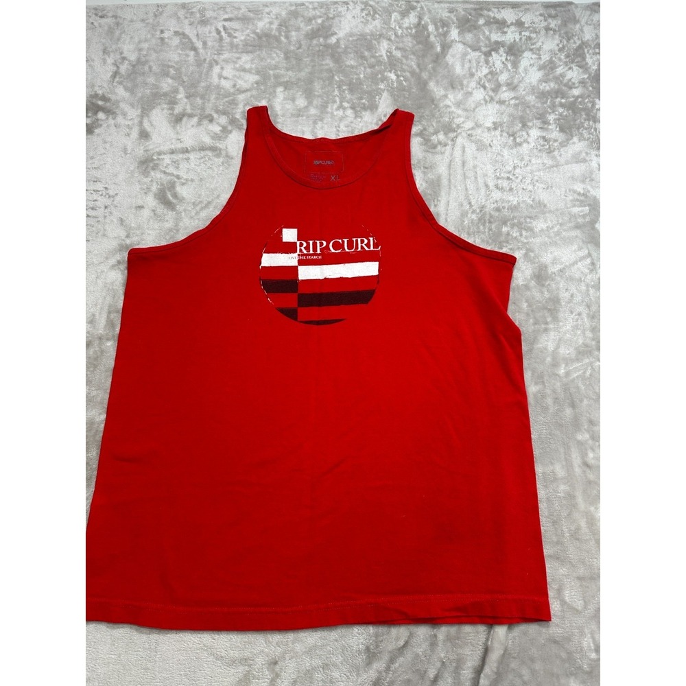Rip‎ Curl Tank Top Mens Size XL Red Live The Search 100% Cotton EUC